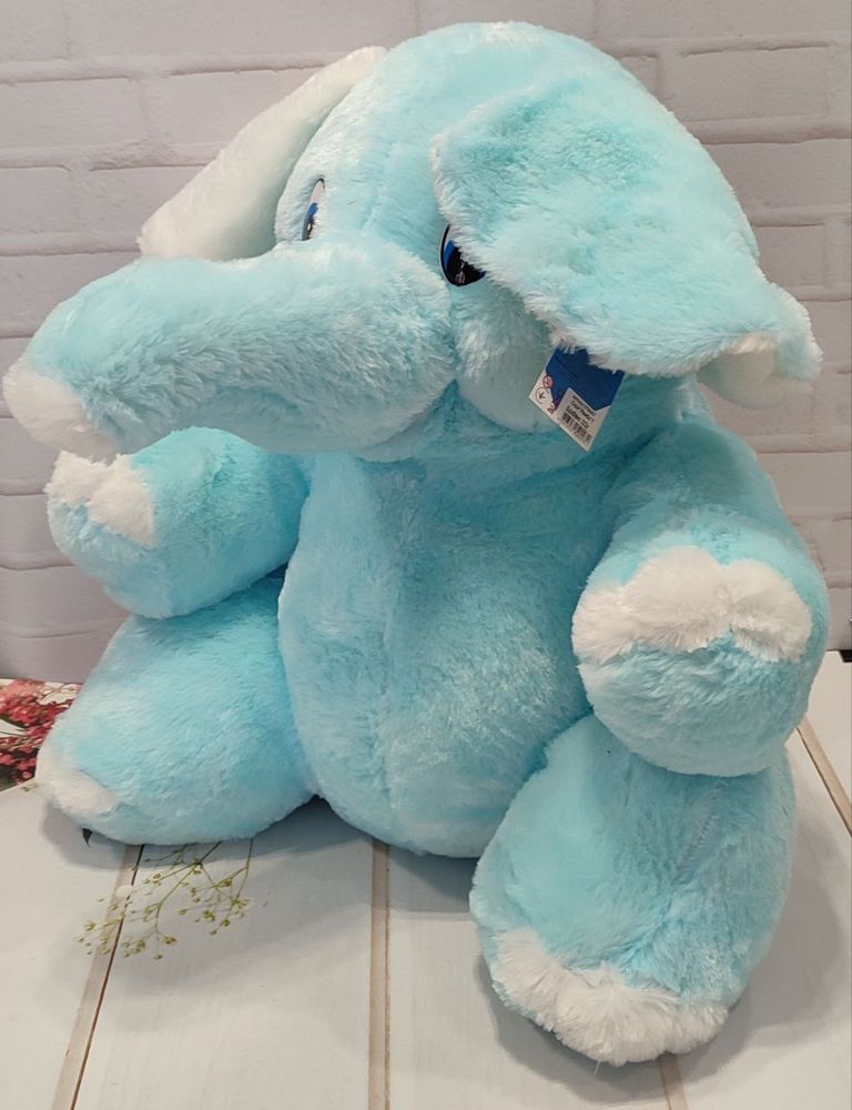 М'яка іграшка Блакитний Слон, Блакитний, М'які іграшки СЛОНИ, МАМОНТИ, до 60 см
