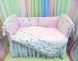 Постельный набор в кроватку розовый узор + Принцессы 6 защитных подушечек, без балдахина