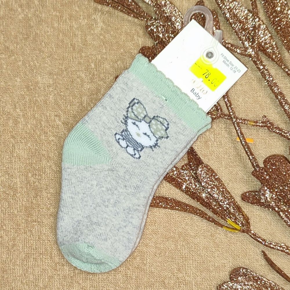Детские махровые носки 12-18 месяцев Котенок серые