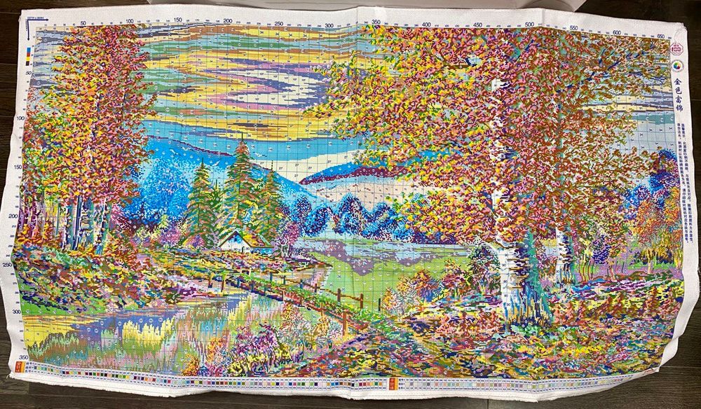 Набір для вишивання хрестиком Лісова Річка 170х93 см, Природа, краєвиди