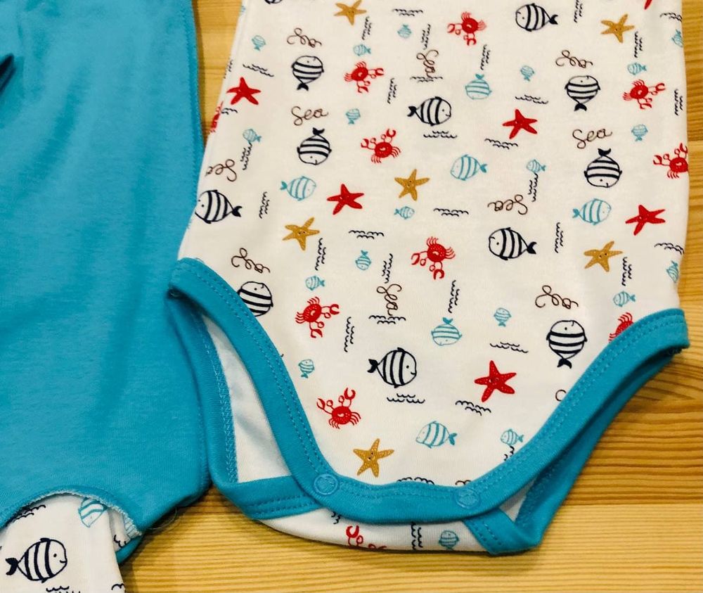 Детский комплект Морская Звезда для новорожденных из 4 предметов, 62, Интерлок, Костюм, комплект