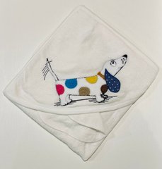 Детское полотенце уголок Собачка + салфетка, Молочный, Махра