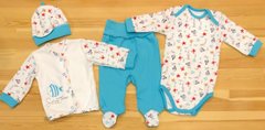 Детский костюм Морская Звезда для новорожденных, Бирюзовый, 62, Интерлок, Костюм, комплект