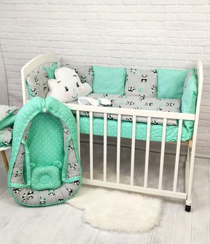 Гарний дитячий постільний комплект у ліжечко для новонароджених з бортами Хмарка Панда