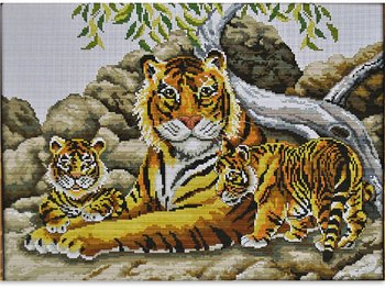 Набори для вишивання хрестом з малюнком на канві 84х50 Тигриця з тигренятами