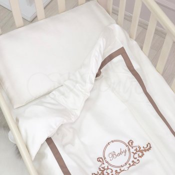 Змінний сатиновий комплект постільної білизни в кроватку для новонародженого 120х60 Belissimo chocolate