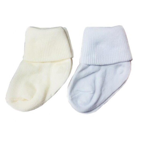 Шкарпетки в пологовий будинок 2 пари білі і молочні, 0-3 місяці, Трикотаж