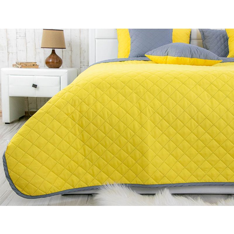 Двустороннее покрывало евро Yellow Grey 220х240 см желто - серое