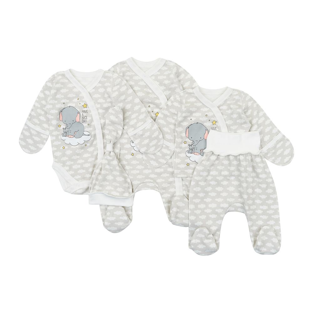 Фото Комплект для новонароджених Слоник на хмарці сірий, купити за найкращою ціною 447 грн