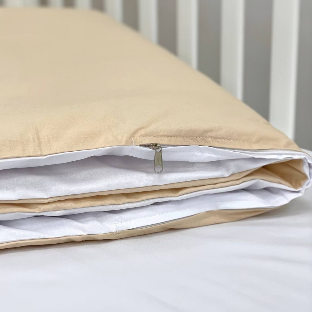 Сменный постельный комплект в кроватку для новорожденных бежевый фото, цена, описание