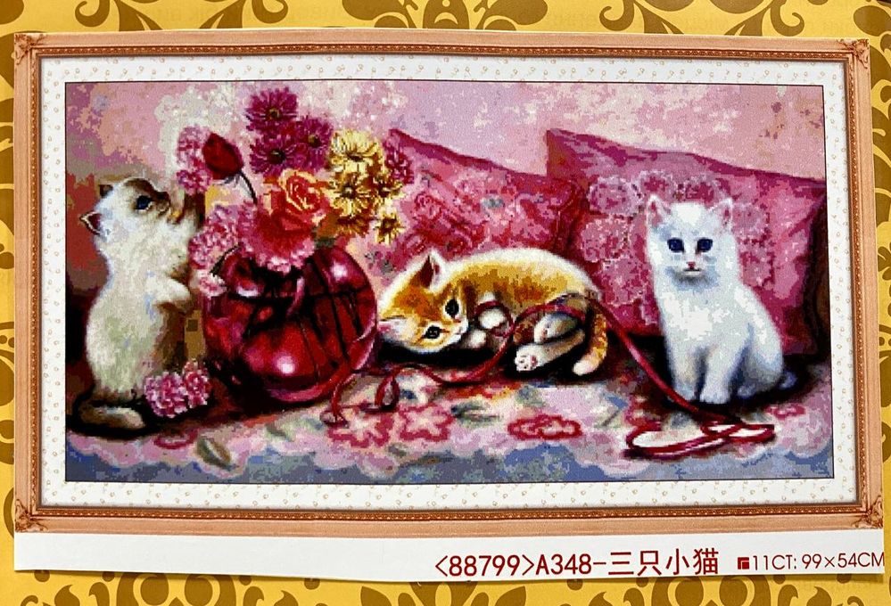 Набор для вышивания крестиком Кошенята картина 99х54 см, Животные, птицы
