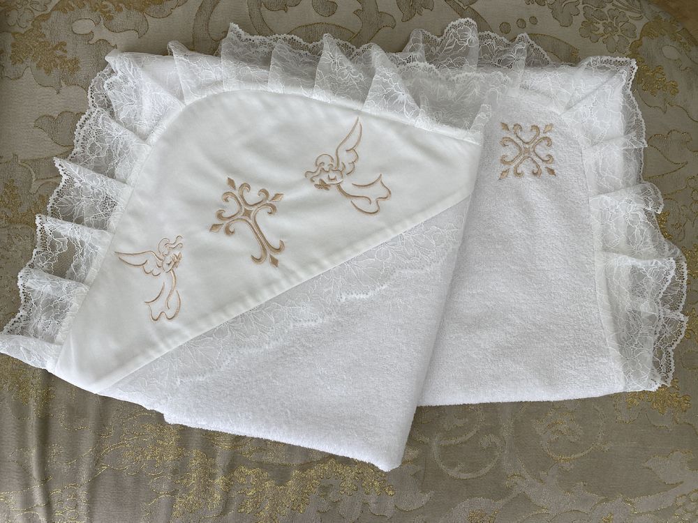 Махрова крижма куточок на хрещення Milana іменна, Махра, Всесезонне, Іменна крижма, 100х100см