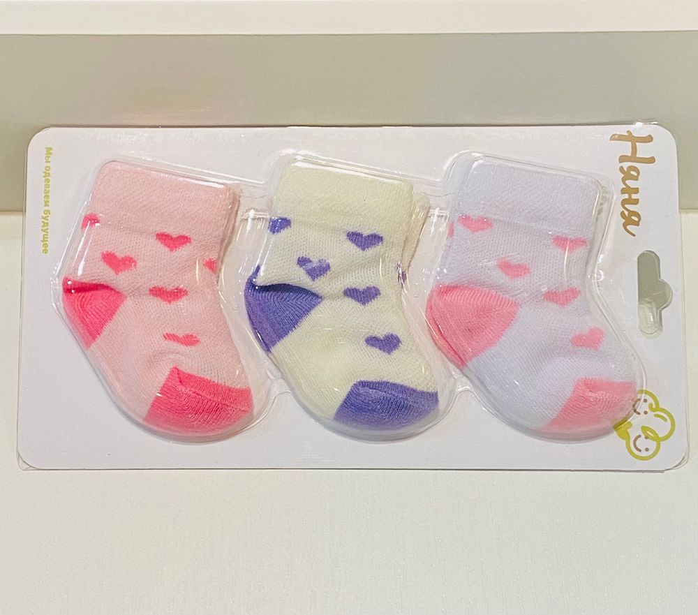 Шкарпетки для новонароджених ТРИ СЕРДЦА