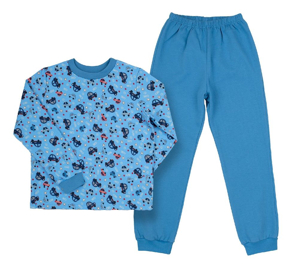 Байковая детская пижама Літачки голубая с синим, 122, Фланель, байка