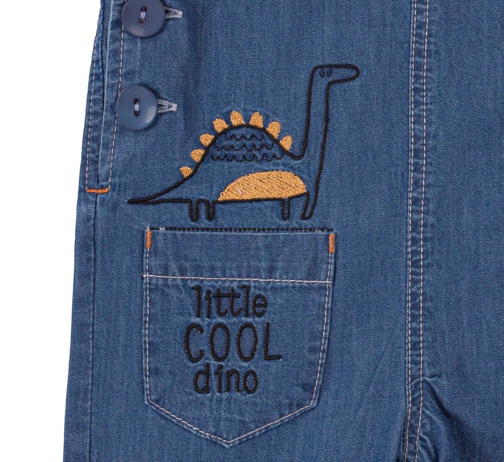 Летний комплект Little cool dino песочник джинс и футболка, 92, Джинс
