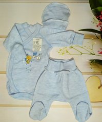 Комплект для новорожденных тройка Мишутка голубой