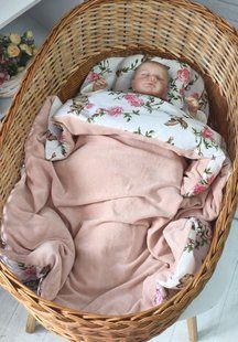 Велюровий комплект в коляску Зайченята для новонародженої дівчинки пудра