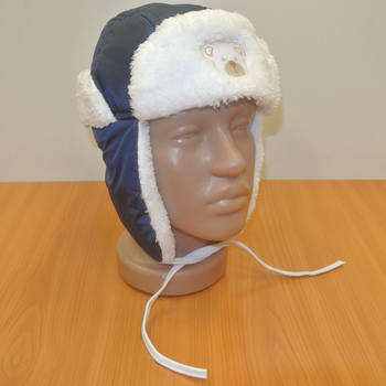 Детская утепленная шапка для мальчика Мишаня синяя