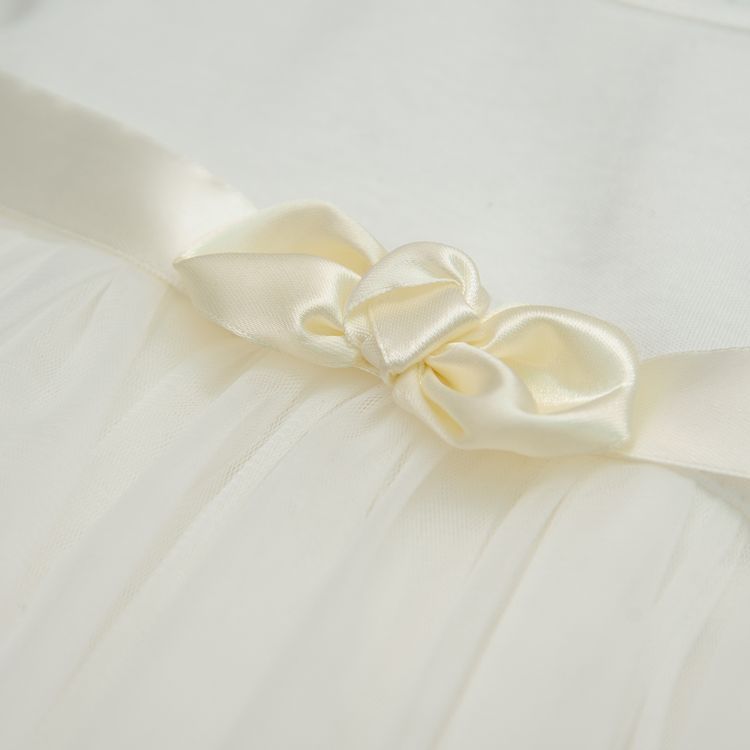 Сукня Ніжність - 2 для малечі інтерлок + фатин молочна, 56, Інтерлок, Плаття