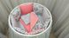 Комплект постельного белья в круглую-овальную кроватку с бортиками Розы коралл, С пледом