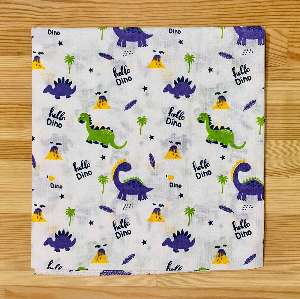 Ситцевые пеленки для новорожденных Динозаврики, Ситец, 95х110см
