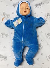 Велюровый человечек Звездочка на подкладке синий для новорожденных