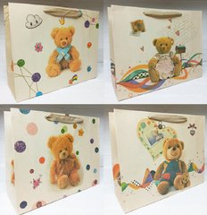 Дитячі паперові пакети з ручками Веселі ведмедики 45х35х14