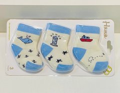 Шкарпетки махрові біло блакитні для новонароджених 3 пари