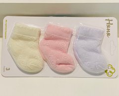 Шкарпетки Ажур-2 для новонароджених 3 шт, Дівчинка, 0-3 місяці