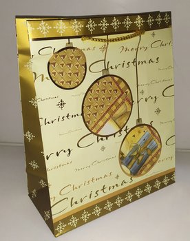 Бумажный подарочный новогодний пакет 26х21х10 с ручками Золотая зима