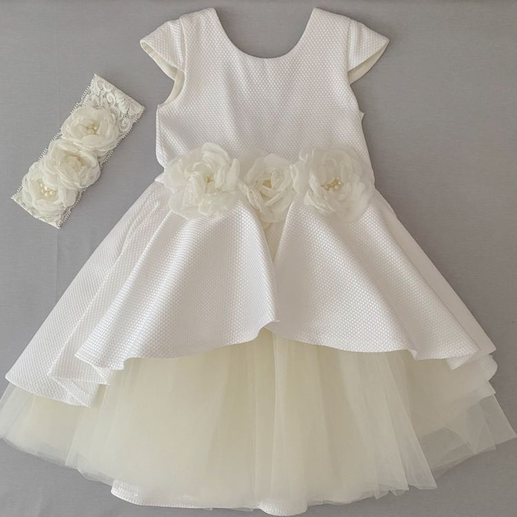 Ошатна сукня + пов'язка Елеганс для дівчинки молочна
