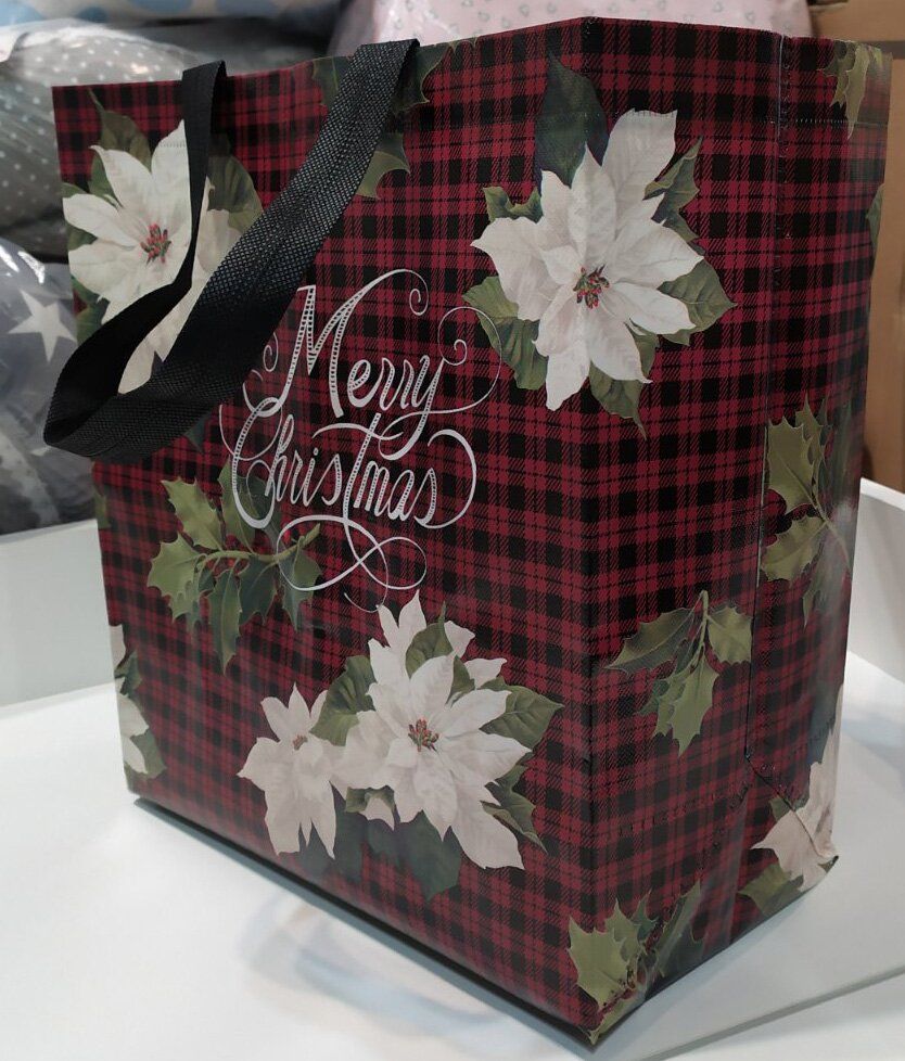 Пластикова новорічна сумка 34х32х16 см Merry Christmas