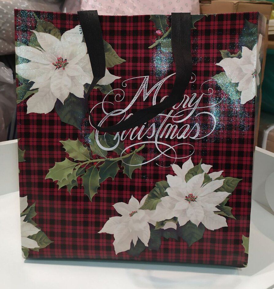 Пластиковая новогодняя сумка 34х32х16 см Merry Christmas