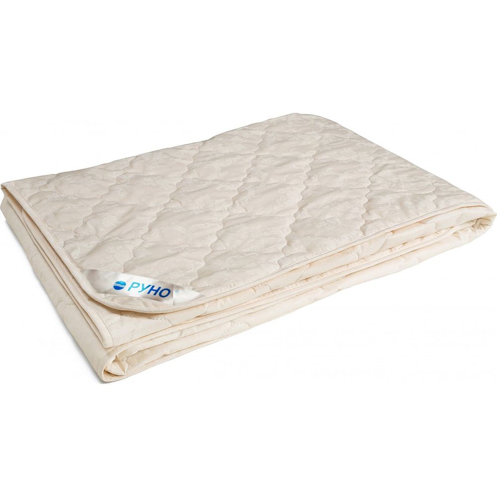 Шерстяное одеяло ШКУ 140x205 молочное, 140х205см (±5 см), Демисезонное одеяло, Из овечьей шерсти, Бязь