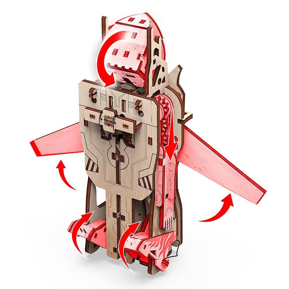 Фото, купити Трансформер робот-літак механічна дерев'яна 3D-модель, ціна 510 грн