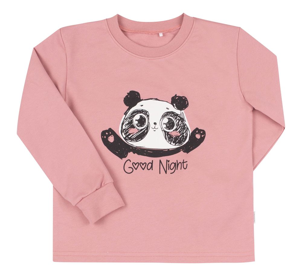 Теплая байковая пижама Панда цвета пудры