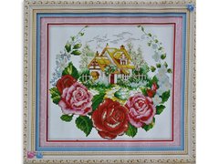 Набори для вишивання хрестом з малюнком на канві 43х43 Будиночок у трояндах