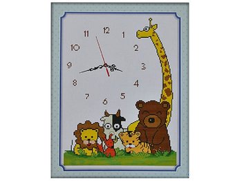 Набори для вишивання хрестом з малюнком на канві 38х47 Animal clock