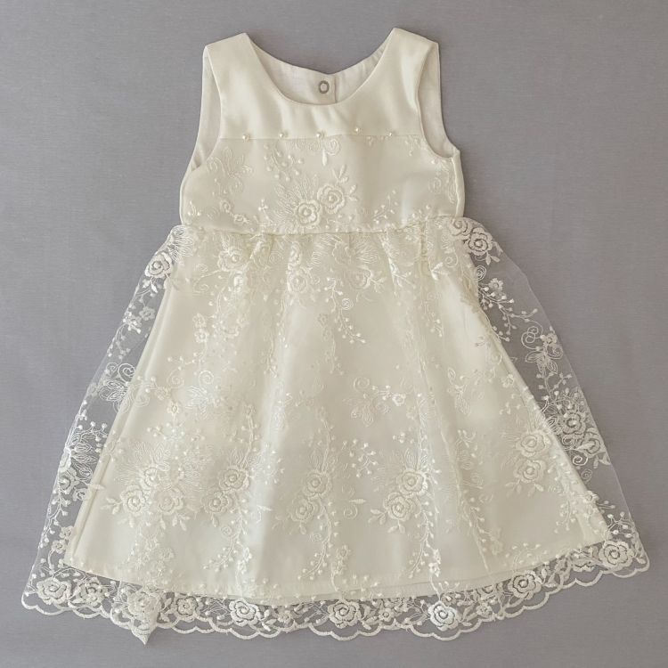 Святкова сукня Ажурне для дівчинки атлас + гіпюр молочна