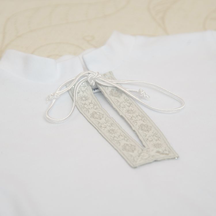 Летняя рубашка на крещение с коротким рукавом для мальчика Крістіан-2 белая