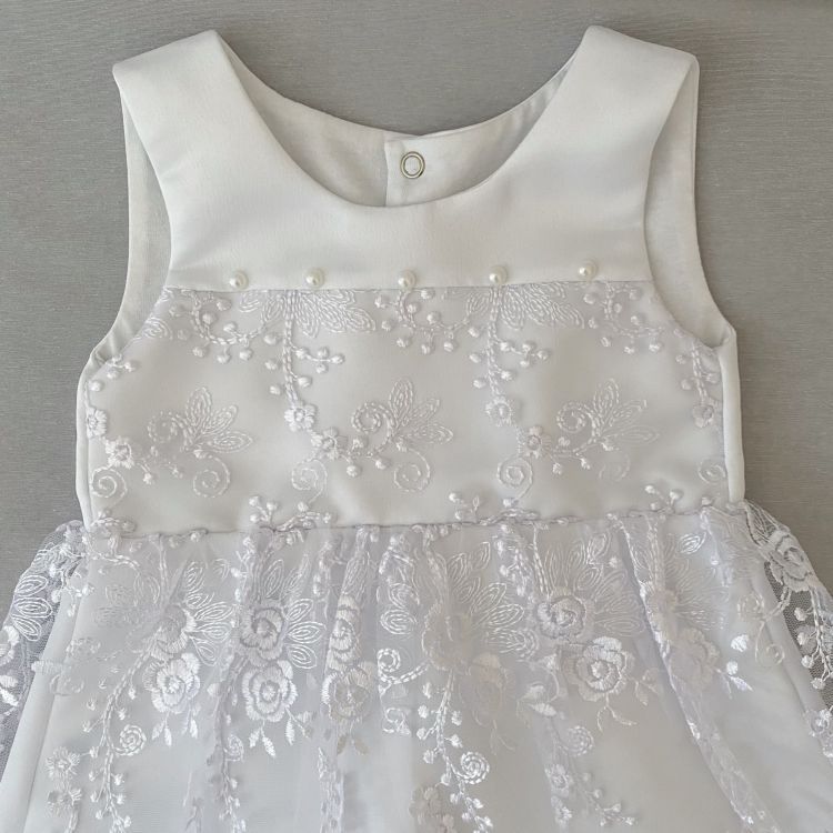 Нарядное платье Ажурне для девочки атлас + гипюр молочное, 92, Кулир, Платье