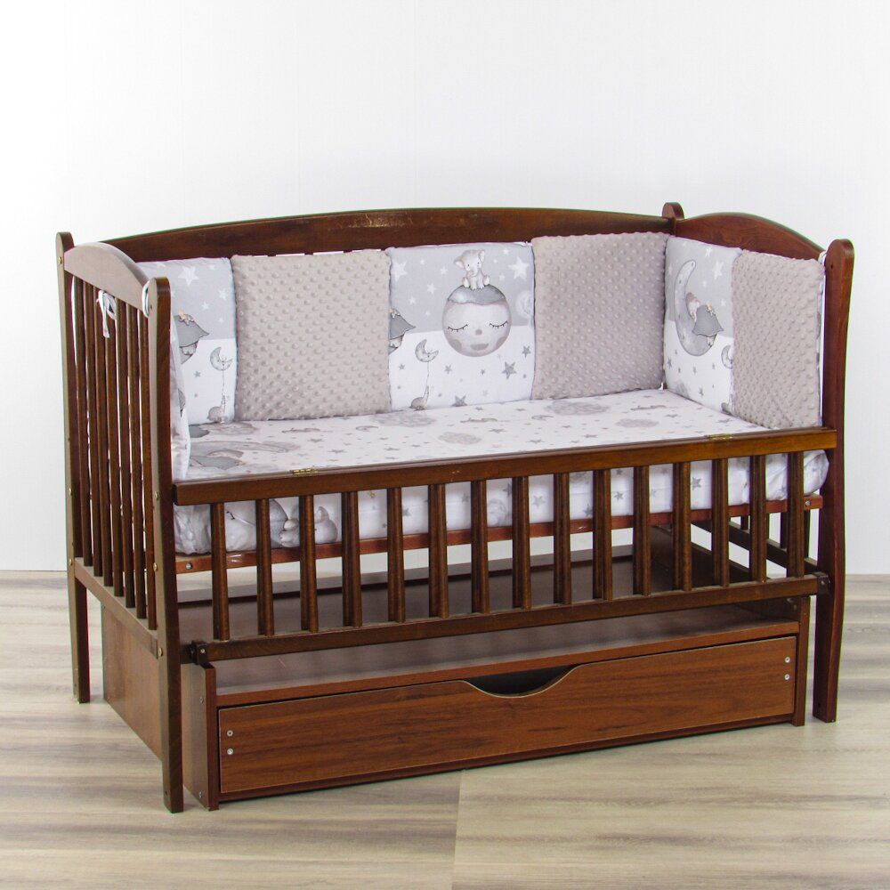 Спальный комплект в кроватку для новорожденных Сладкий сон серый плюш
