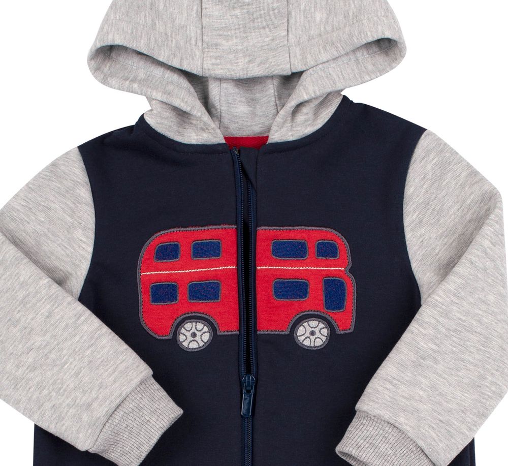 Комбинезон London Bus теплый для новорожденных, 86, Трикотаж Шардон