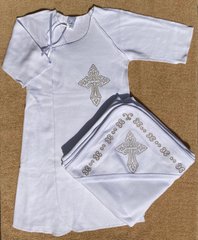 Набір на Хрестини - крижма + хрестинна сорочка інтерлок, Білий, 68-74, Інтерлок