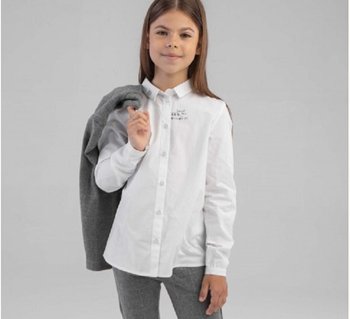 Дитяча біла сорочка для дівчинки з класичним коміром Бембі РБ 155 тм Бембі