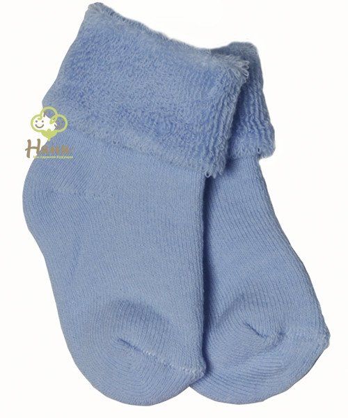 Шкарпетки махрові блакитні 0-6 міс, 0-6 міс (довжина стопи 8 см), Махра