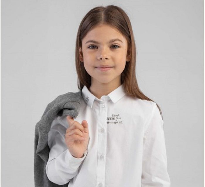 Дитяча біла сорочка для дівчинки  Scool Bus, 134, Поплін