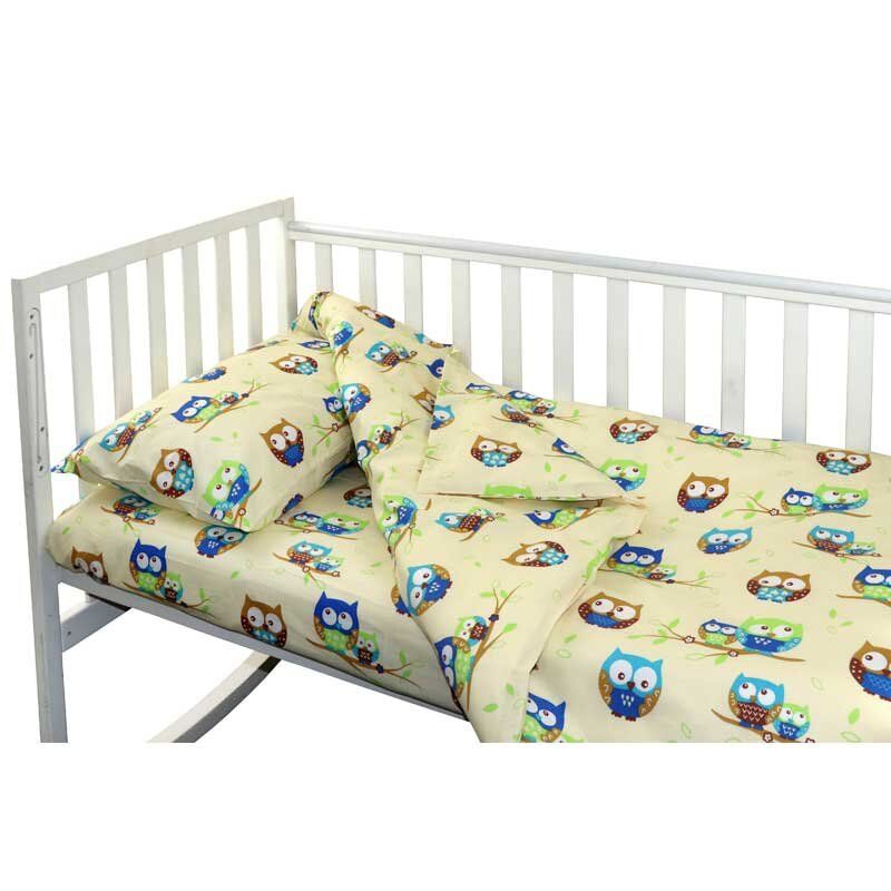 Детский сменный постельный комплект Совушки бежевый