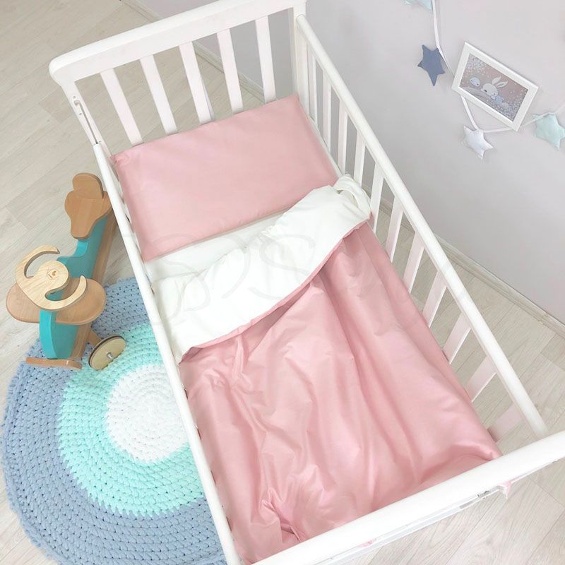 Сменный постельный комплект в кроватку для новорожденных темная пудра фото, цена, описание