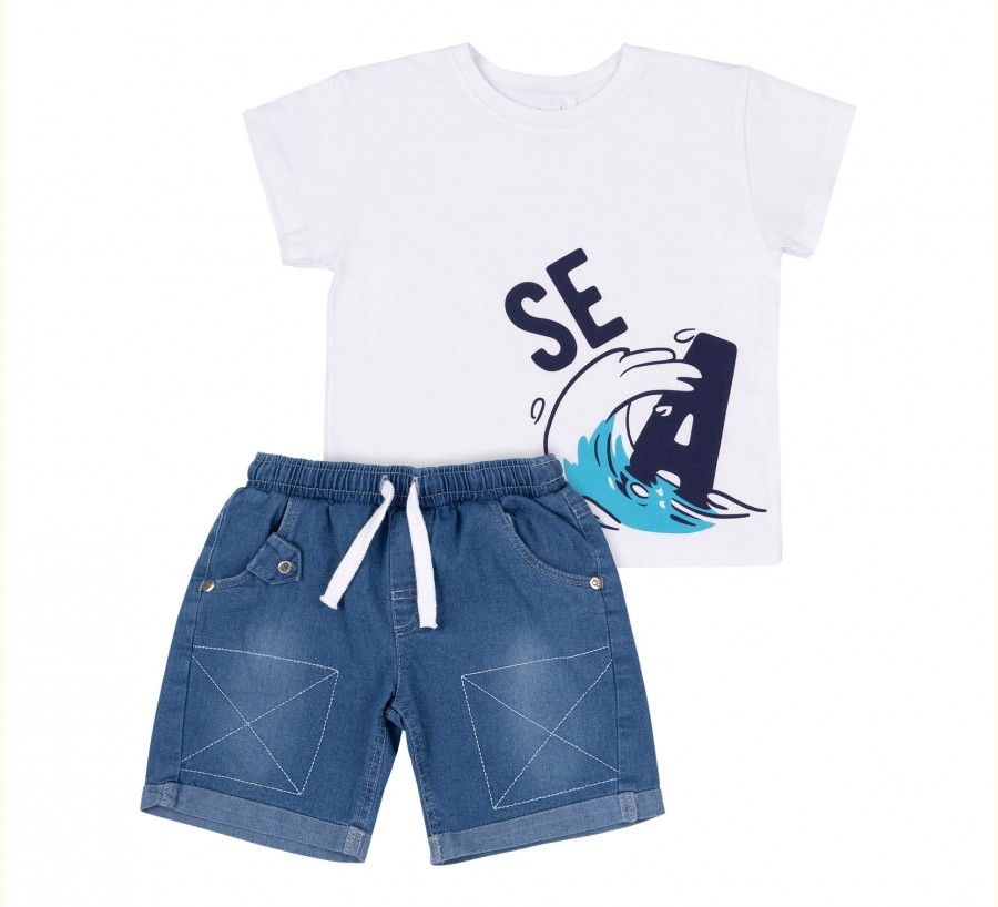 Дитячий костюм Sea для хлопчика біло-блакитний супрем